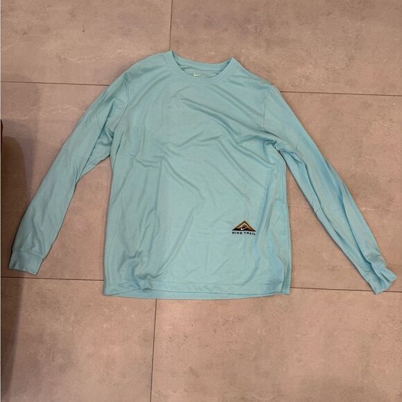 NWOT Nike Trail Dri FIT Mens Long Sleeve Running Training Gym Shirt Blue - Picture 6 of 8